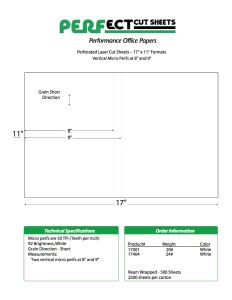 Perfect™ Perforation Formats - Vertical Separation Perfs at 8" and 9"  White  - 17 X 11    24 lb. (90 gsm)