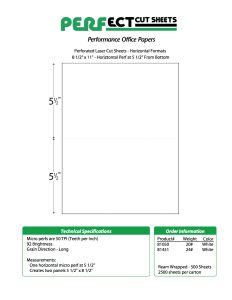 Perfect™ Perforation Formats - Perf at 5 ½"  White  - 8 ½ X 11   24 lb. (90 gsm)