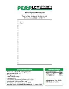 Perfect™ Punch GBC Format - GBC 19 Hole Punch  White  - 8 ½ X 11   20 lb. (75 gsm)