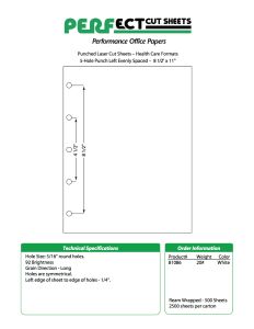 Perfect™ Punch Healthcare Format - 5 Hole Left Punch  White  - 8 ½ X 11   20 lb. (75 gsm)