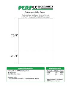 Perfect™ Perforation Formats - Perf at 3 ¼" from Bottom of Sheet White  - 8 ½ X 11    24 lb. (90 gsm)