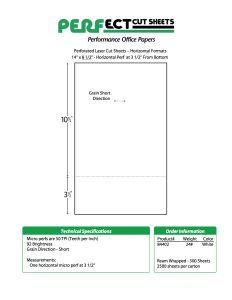 Perfect™ Perforation Formats - Laser Perf at 3 ½" from Bottom of Sheet  White  - 8 ½ X 14    24 lb. (90 gsm)